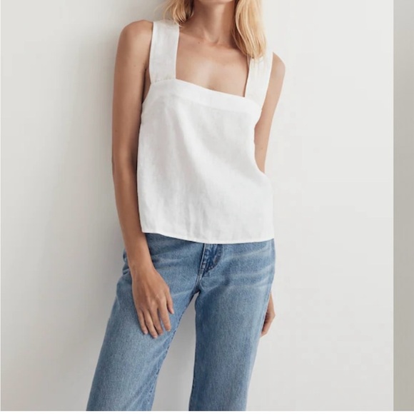 Madewell Sleeveless 100% Linen wrap top, white, size 2 women’s - Picture 2 of 7